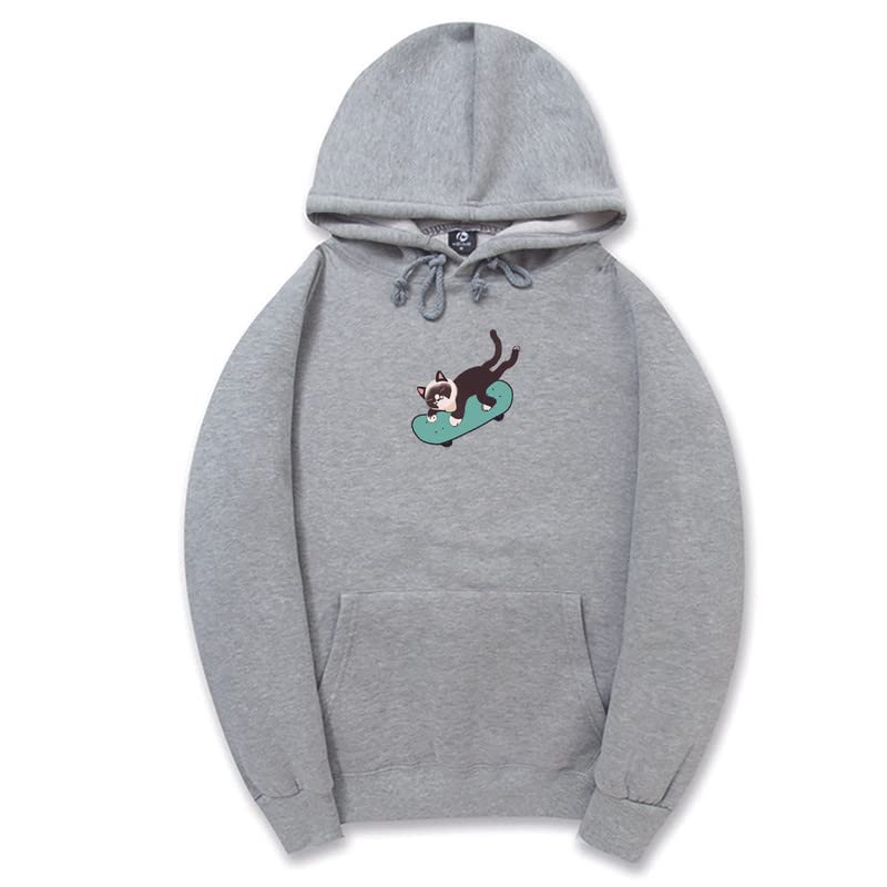 CORIRESHA Sudadera unisex divertida con diseño de gato y monopatín, de manga larga, suave y acogedora, a la moda