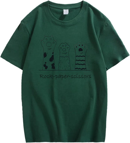 CORIRESHA Funny Cat's Claw Graphic T-Shirt Crewneck Short Sleeve Summer Unisex Cute Tops