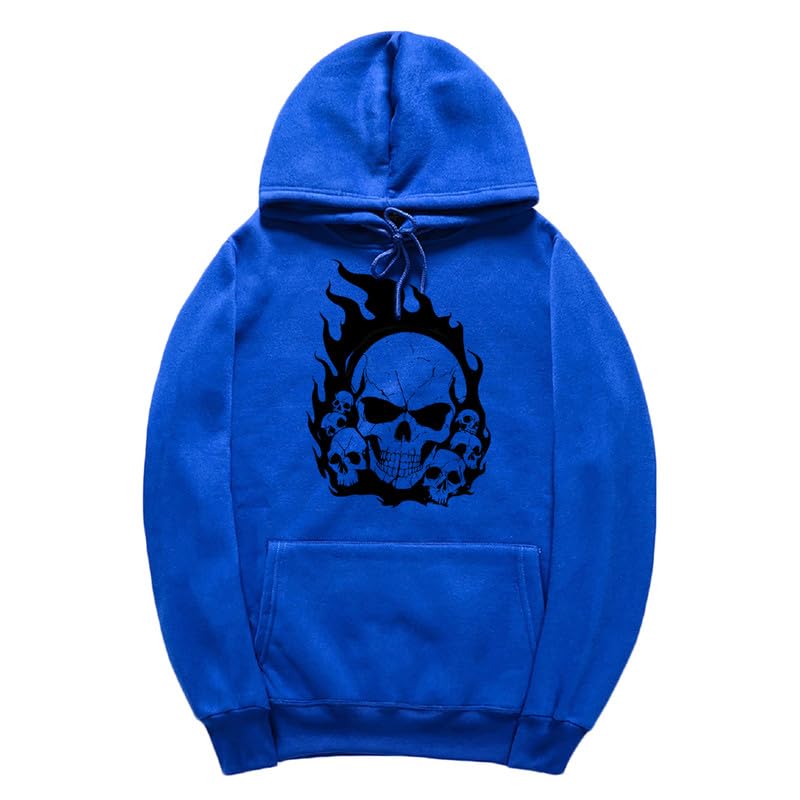CORIRESHA Sudadera con capucha de calavera de Halloween para adolescentes, manga larga, con cordón, Y2K, estética, llama