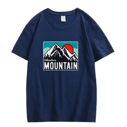 CORIRESHA Women's Vintage Mountain Graphic Crewneck Short Sleeve Loose Basic Sun T-Shirt