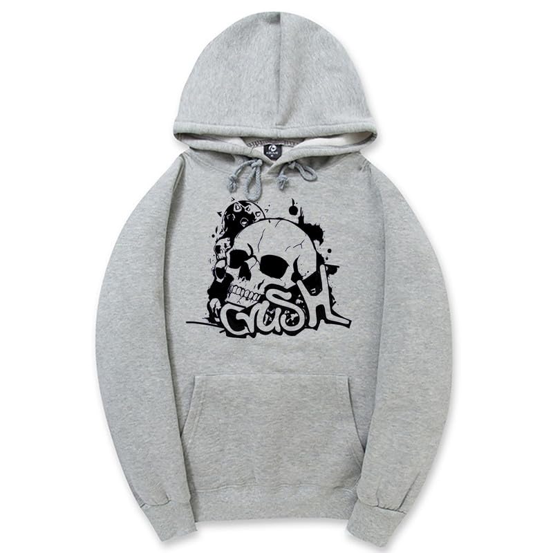 CORIRESHA Unisex Skull Hoodie Long Sleeve Drawstring Kangaroo Pocket Y2K Halloween Sweatshirt