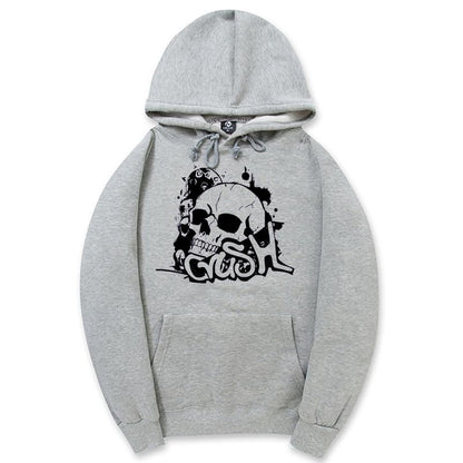 CORIRESHA Sudadera unisex con capucha de calavera de manga larga con cordón y bolsillo canguro Y2K para Halloween
