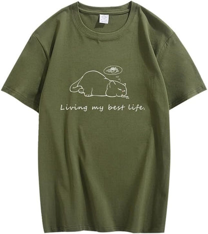 CORIRESHA Camisetas unisex con cuello redondo y manga corta con letras lindas