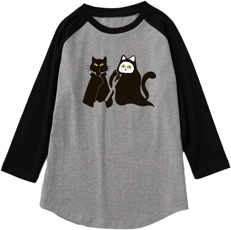 CORIRESHA Teen's Halloween Clothing Cute Ghost Cat Graphic Raglan Sleeve T-Shirt