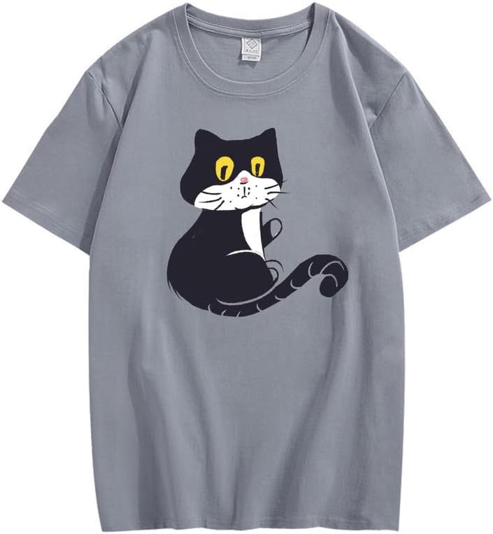 CORIRESHA Adolescente Gato Camiseta Cuello Redondo Manga Corta Suelta Suave Acogedor Lindo Tops