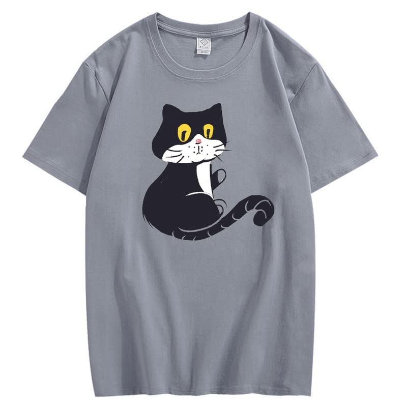 CORIRESHA Teen Cat T-Shirt Round Neck Short Sleeves Loose Soft Cozy Cute Tops