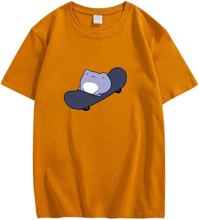 CORIRESHA Camiseta básica de verano con cuello redondo y manga corta para mujer