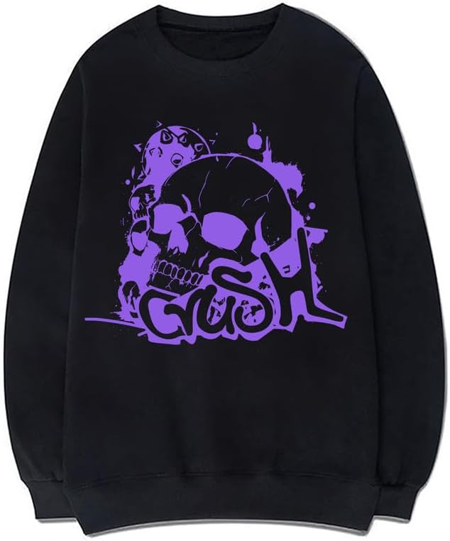 CORIRESHA Sudadera unisex con diseño de calavera, cuello redondo, manga larga, Y2K, estética gótica