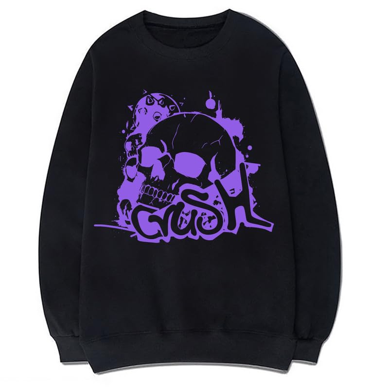 CORIRESHA Sudadera unisex con diseño de calavera, cuello redondo, manga larga, Y2K, estética gótica
