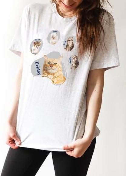 CORIRESHA Camisetas de manga corta con cuello redondo para amantes de los gatos para mujer