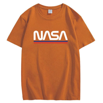 CORIRESHA Teen NASA Letter Print Casual Crew Neck Short Sleeve Basic Cotton T-Shirt