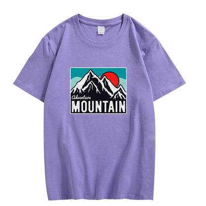 CORIRESHA Women's Vintage Mountain Graphic Crewneck Short Sleeve Loose Basic Sun T-Shirt