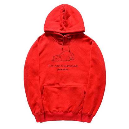 CORIRESHA Sudadera con capucha unisex con diseño de gato durmiendo, informal, de manga larga, con cordón y letras de algodón