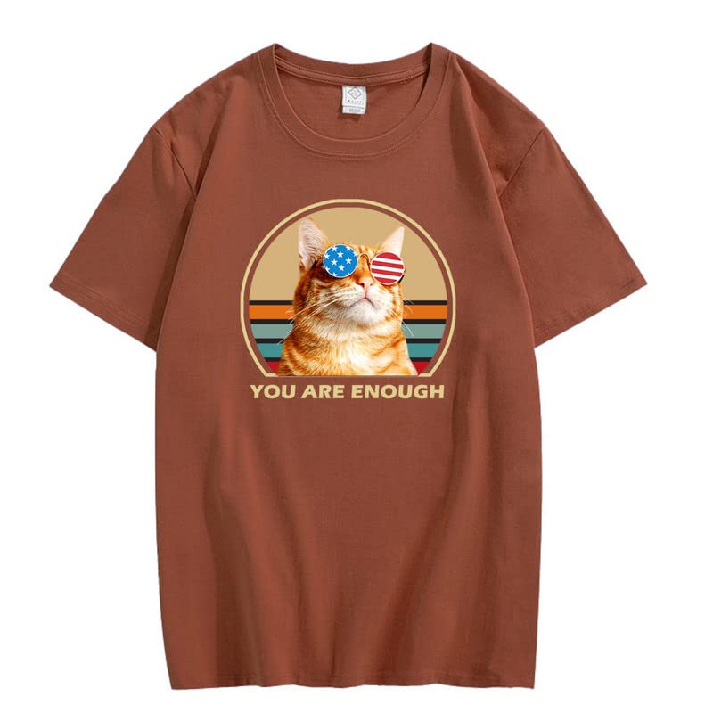 CORIRESHA Cat Lovers Camisetas Cuello Redondo Manga Corta Adolescentes Eres Suficiente Lindo Tops