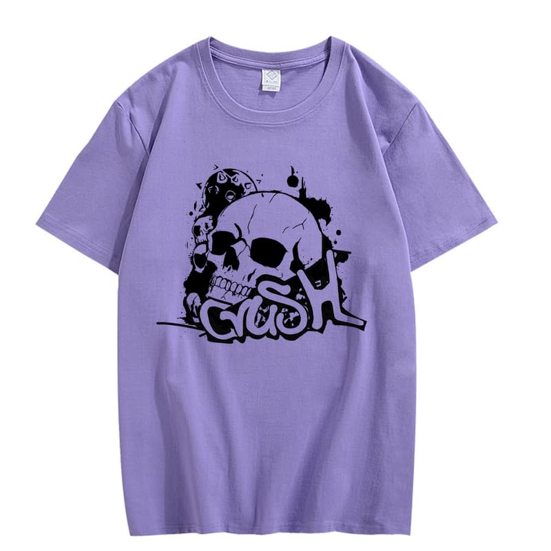 CORIRESHA Teen Skull Y2K Graphic Crewneck Short Sleeve Cotton Halloween Gothic T-Shirt