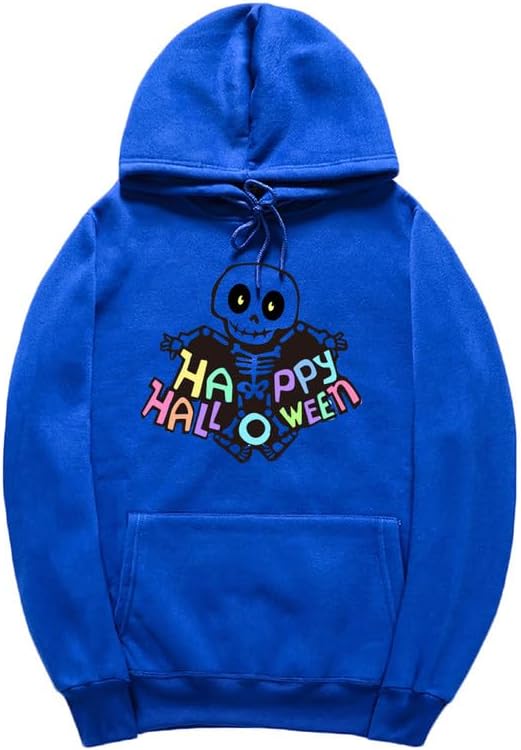 CORIRESHA Sudadera con capucha de esqueleto de Halloween para mujer, manga larga, con cordón y letras de bolsillo