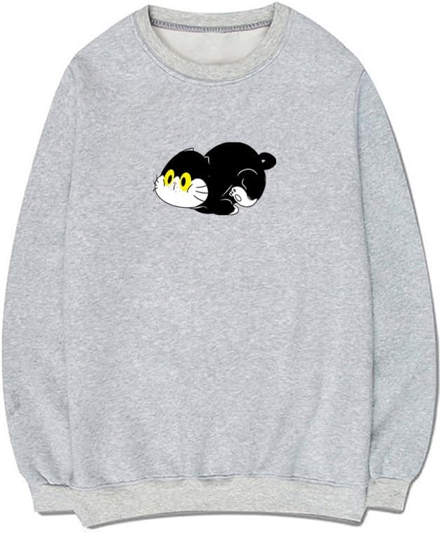 CORIRESHA Cat Lovers Sweatshirt Crew Neck Long Sleeve Cotton Cute Pullover