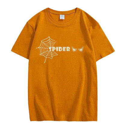 CORIRESHA Y2K Spider Web Camiseta cuello redondo manga corta casual Halloween ropa