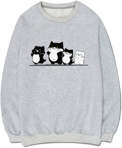 CORIRESHA Cute Cat Sweatshirt Crewneck Long Sleeve Cotton Basic Simple Pullover