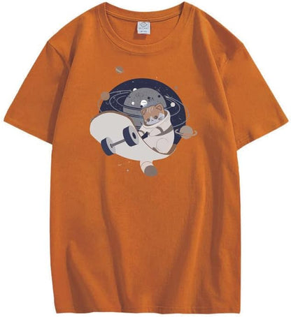 CORIRESHA Camiseta holgada de manga corta con cuello redondo y monopatín de gato lindo para adolescente