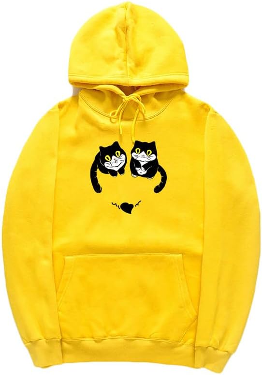 CORIRESHA Teen Cute Cat Hoodie Long Sleeve Drawstring Kangaroo Pocket Heart Sweatshirt