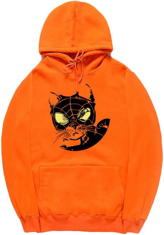 CORIRESHA Sudadera con capucha para amantes de los gatos adolescentes, manga larga, con cordón, informal, Y2K, telaraña