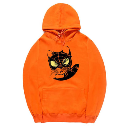 CORIRESHA Sudadera con capucha para amantes de los gatos adolescentes, manga larga, con cordón, informal, Y2K, telaraña