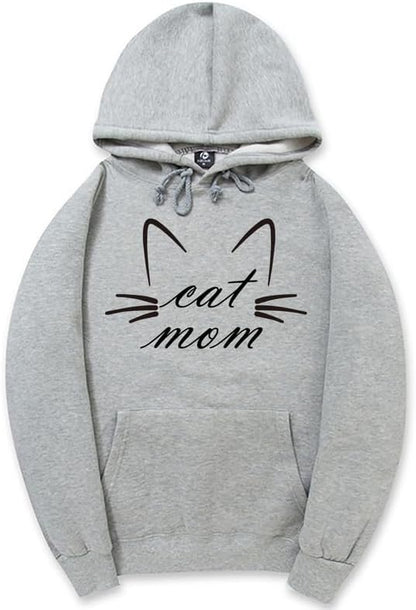 CORIRESHA Funny Cat Face Hoodie Long Sleeve Drawstring Kangaroo Pocket Cute Sweatshirt