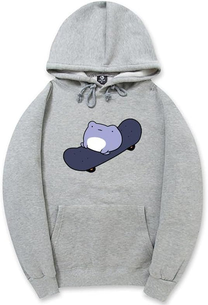 CORIRESHA Sudadera con capucha de rana linda para niñas adolescentes, manga larga, con cordón, para monopatín, Kawaii