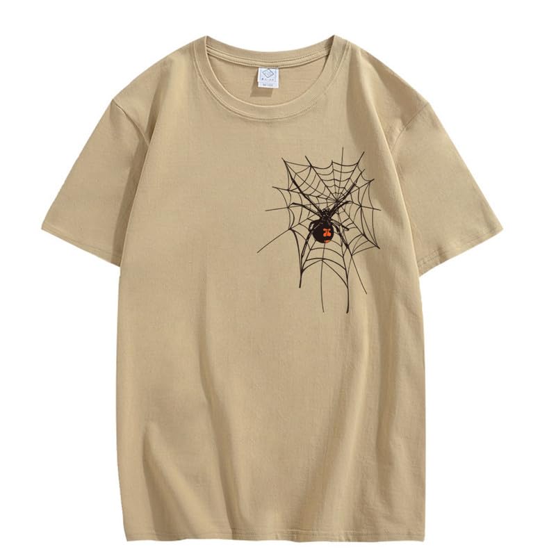 CORIRESHA Halloween Spider Web Camiseta Cuello Redondo Manga Corta Casual Adolescente Y2K Estética Ropa