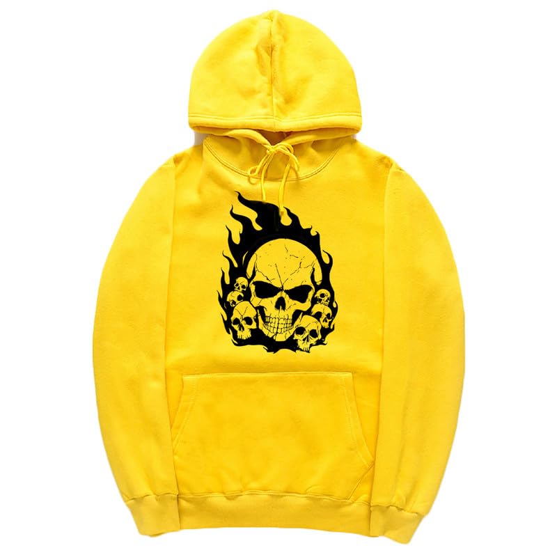 CORIRESHA Sudadera con capucha de calavera de Halloween para adolescentes, manga larga, con cordón, Y2K, estética, llama