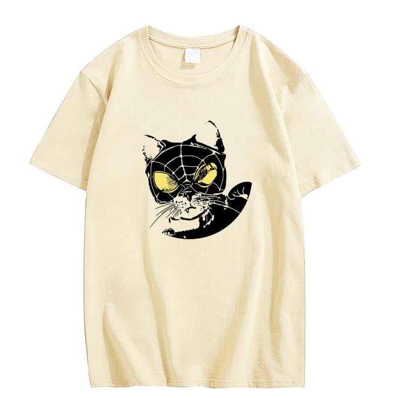 CORIRESHA Teen Cat Lovers Spider Web Camiseta Cuello Redondo Manga Corta Casual Y2k Top