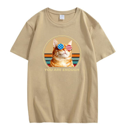 CORIRESHA Cat Lovers Camisetas Cuello Redondo Manga Corta Adolescentes Eres Suficiente Lindo Tops