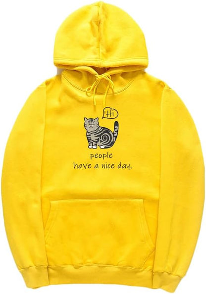 CORIRESHA Sudadera con capucha de gato lindo para adolescente, sudadera informal de manga larga con cordón y letras de algodón