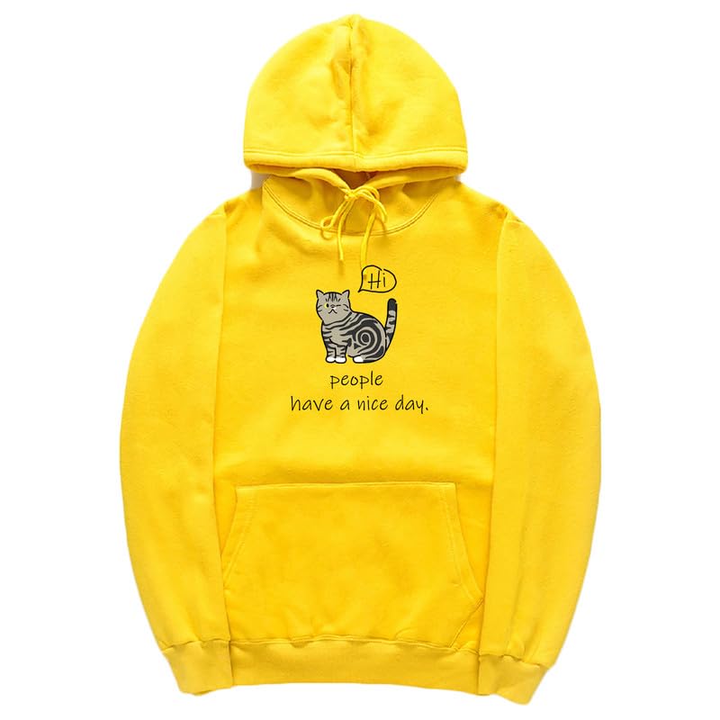 CORIRESHA Sudadera con capucha de gato lindo para adolescente, sudadera informal de manga larga con cordón y letras de algodón