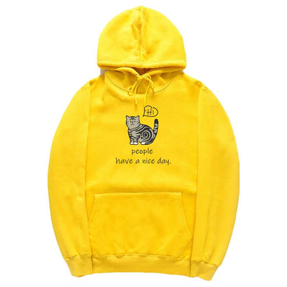 CORIRESHA Sudadera con capucha de gato lindo para adolescente, sudadera informal de manga larga con cordón y letras de algodón