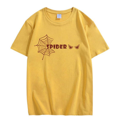 CORIRESHA Y2K Spider Web Camiseta cuello redondo manga corta casual Halloween ropa