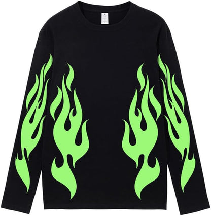 CORIRESHA Adolescente Moda Llama Patrón Cuello Redondo Manga Larga Y2K Otoño Camiseta Top
