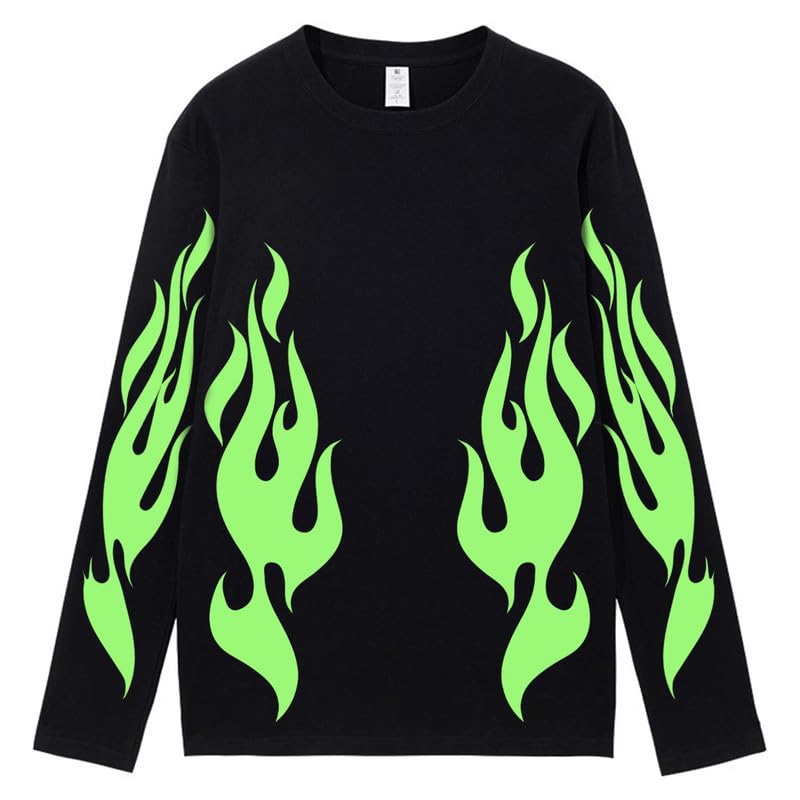 CORIRESHA Adolescente Moda Llama Patrón Cuello Redondo Manga Larga Y2K Otoño Camiseta Top