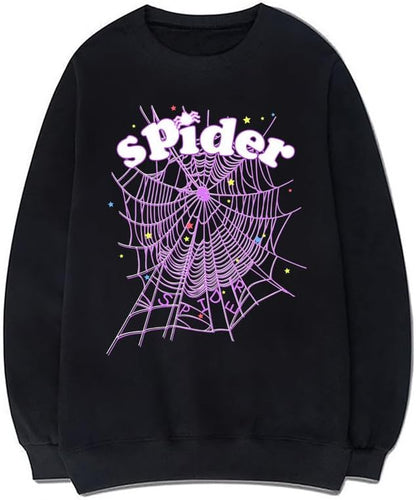 CORIRESHA Sudadera de tela de araña con cuello redondo y manga larga para mujer
