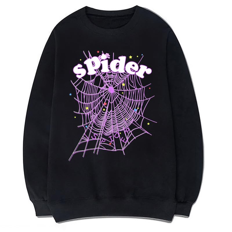 CORIRESHA Women's Spider Web Sweatshirt Crewneck Long Sleeve Casual Fall Cotton Pullover