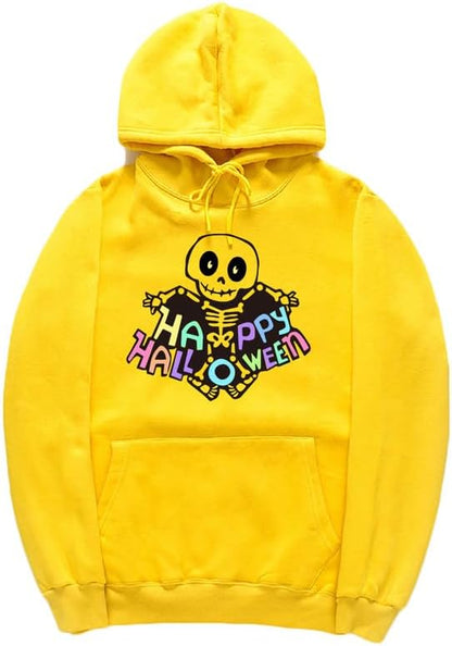 CORIRESHA Sudadera con capucha de esqueleto de Halloween para mujer, manga larga, con cordón y letras de bolsillo