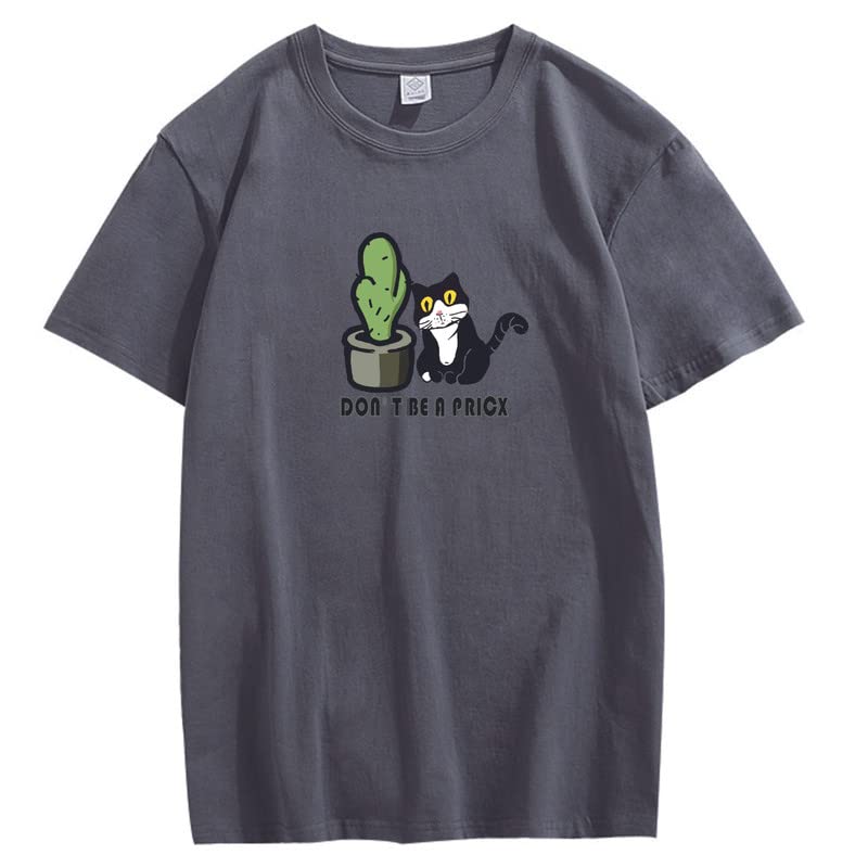 CORIRESHA Divertidos Gatos Blancos y Negros Camisetas de Cactus Ropa Casual de Verano para Adolescentes Kawaii