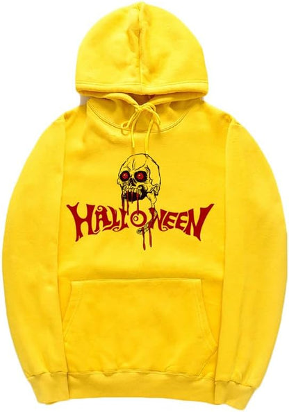 CORIRESHA Halloween Skull Sudadera con capucha de manga larga con cordón de algodón Unisex sudadera manchada de sangre