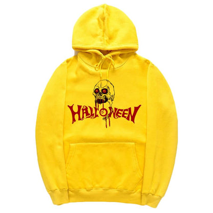 CORIRESHA Halloween Skull Sudadera con capucha de manga larga con cordón de algodón Unisex sudadera manchada de sangre