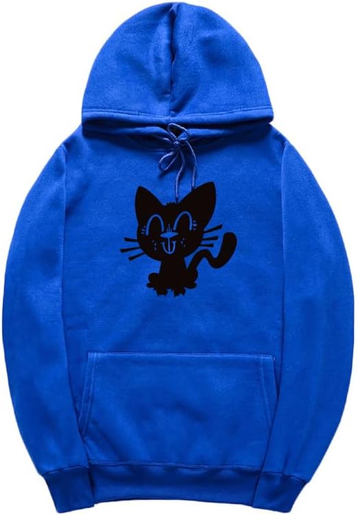 CORIRESHA Funny Black Cat Hoodie Long Sleeve Drawstring Kangaroo Pocket Cotton Sweatshirt