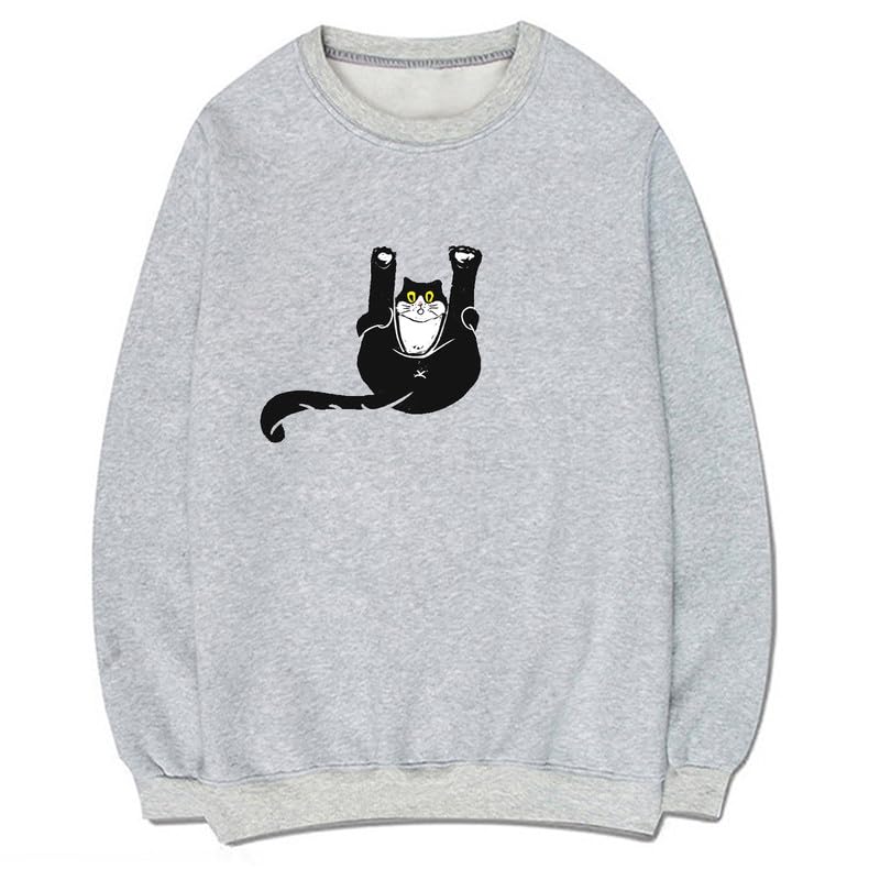 CORIRESHA Teen Funny Cat Sweatshirt Crewneck Long Sleeve Fall Cotton Pullover