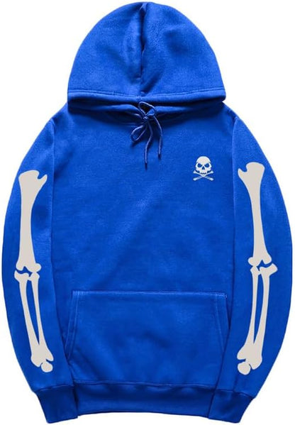 CORIRESHA Sudadera con capucha con estampado de calavera de Halloween Sudadera unisex de manga larga informal con bolsillo canguro