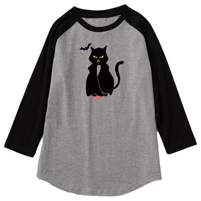 CORIRESHA Camiseta gótica de Halloween para adolescentes con manga de hombro de algodón con gatos divertidos