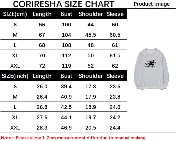 CORIRESHA Unisex Cute Cat Crewneck Long Sleeves Casual Cotton Skateboard Sweatshirts